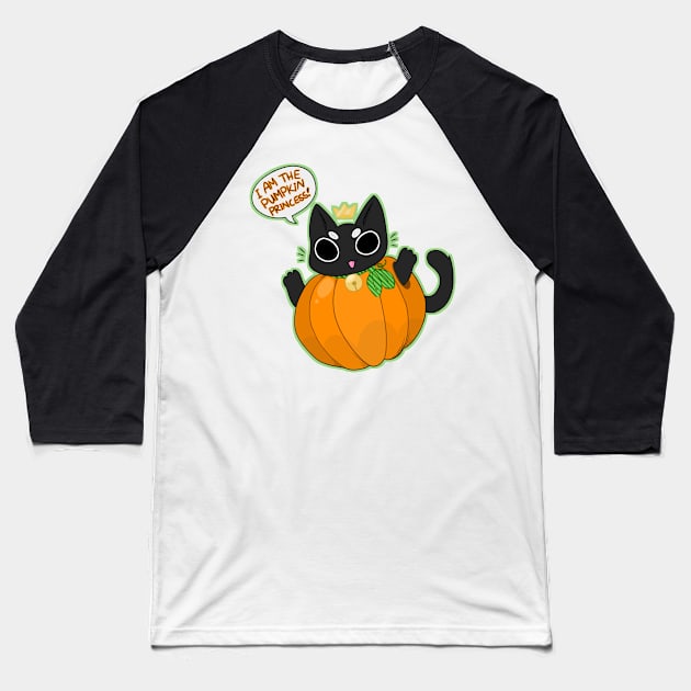 Pumpkin Princess (Veggie's cat, Hallow) Baseball T-Shirt by Veggie-Queen